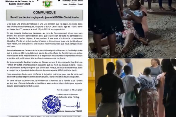 Drame à Yopougon : M’BOUA Christ Kevin, 14 ans, meurt dans des circonstances tragiques – Une nation en deuil, une famille brisée, une justice attendue