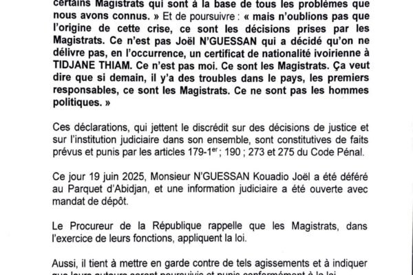 Côte d’Ivoire : Joël N’Guessan face à la justice pour ses propos contre les magistrats
